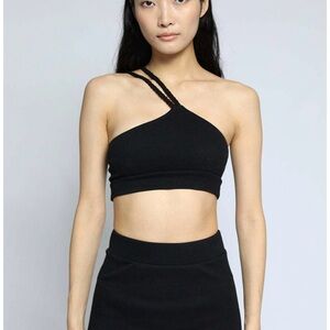 The Range Black One Shoulder Black One-Shoulder Braided Bralette-Medium